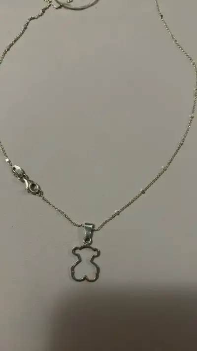 Collar de plata con dije de oso - miniatura 1