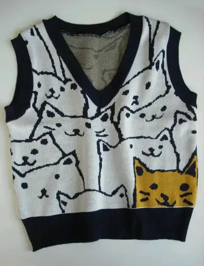 Chaleco sin mangas con diseño de gatos - miniatura 1
