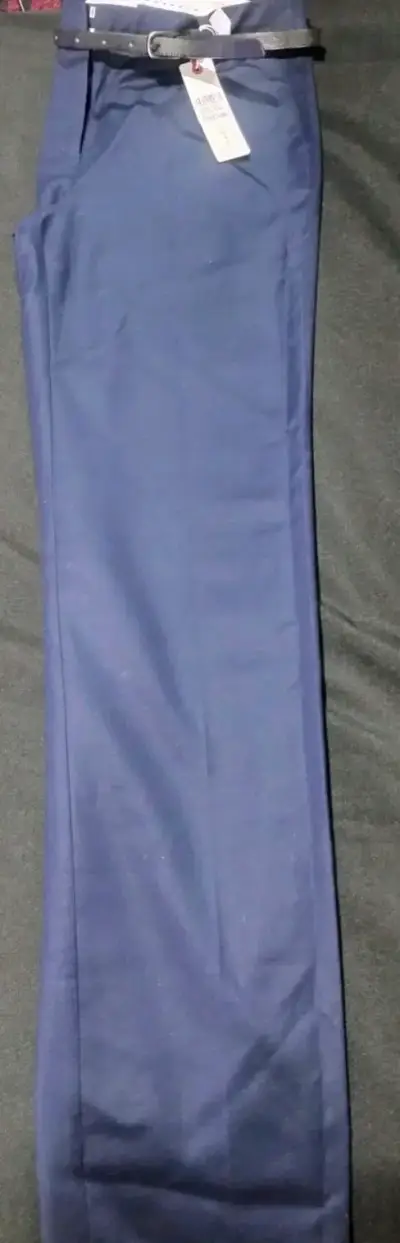 Pantalón de vestir azul con cinturón - miniatura 1
