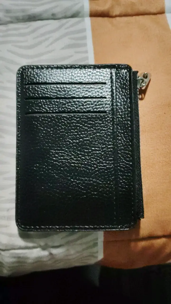 Tarjetero de cuero negro con cierre - 2