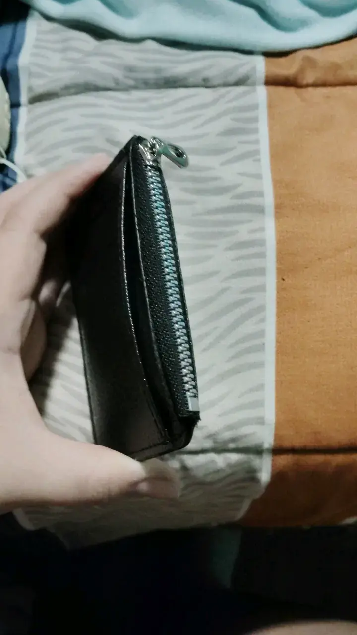 Tarjetero de cuero negro con cierre - 3