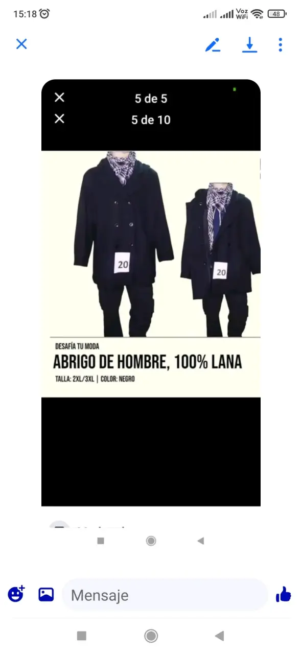 Abrigo de hombre 100% lana negro