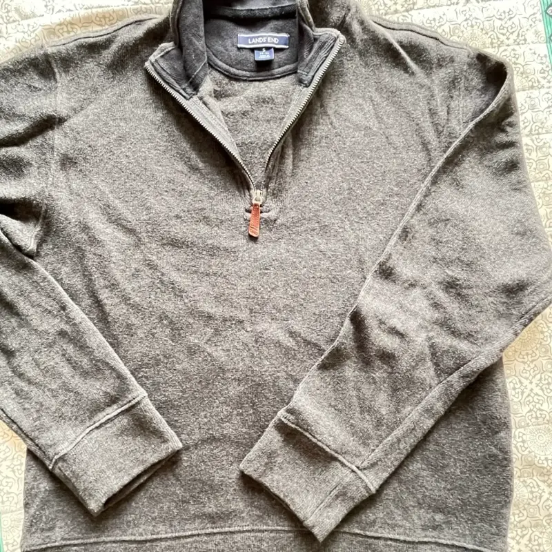 Suéter gris con cierre Land's End para hombre - 1