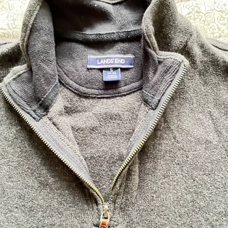 Suéter gris con cierre Land's End para hombre - 2