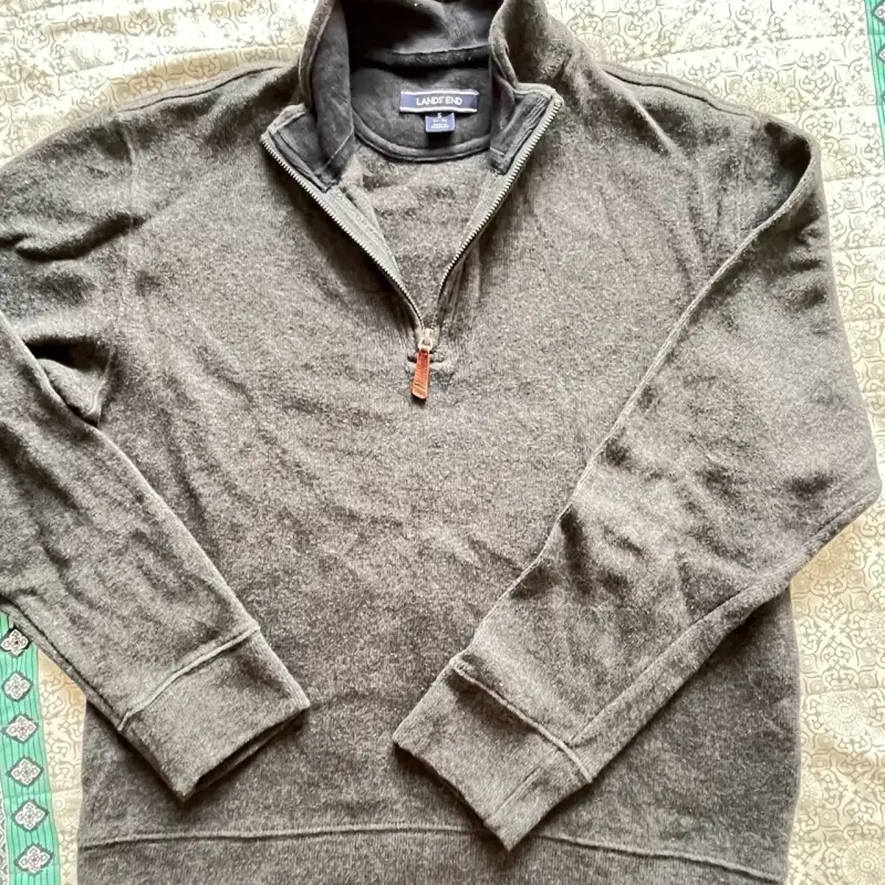 Suéter gris con cierre Land's End para hombre - 3