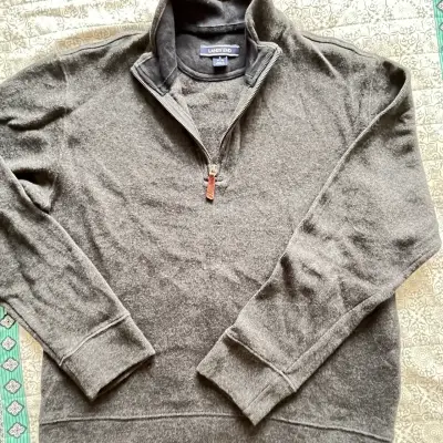 Suéter gris con cierre Land's End para hombre - miniatura 3
