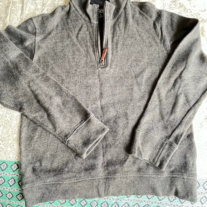 Suéter gris con cierre Land's End para hombre - 5