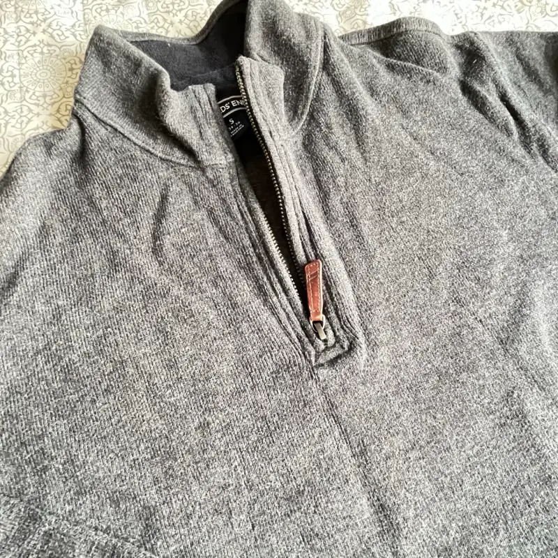 Suéter gris con cierre Land's End para hombre - 6