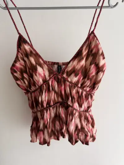 Top de tirantes estampado H&M en tonos marrones - miniatura 1