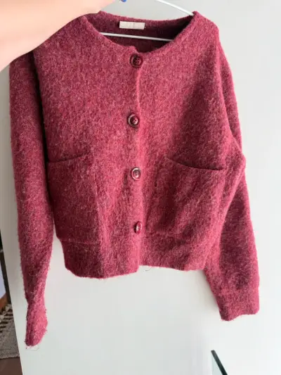 Cardigan de lana rojo Americano talla M - miniatura 1