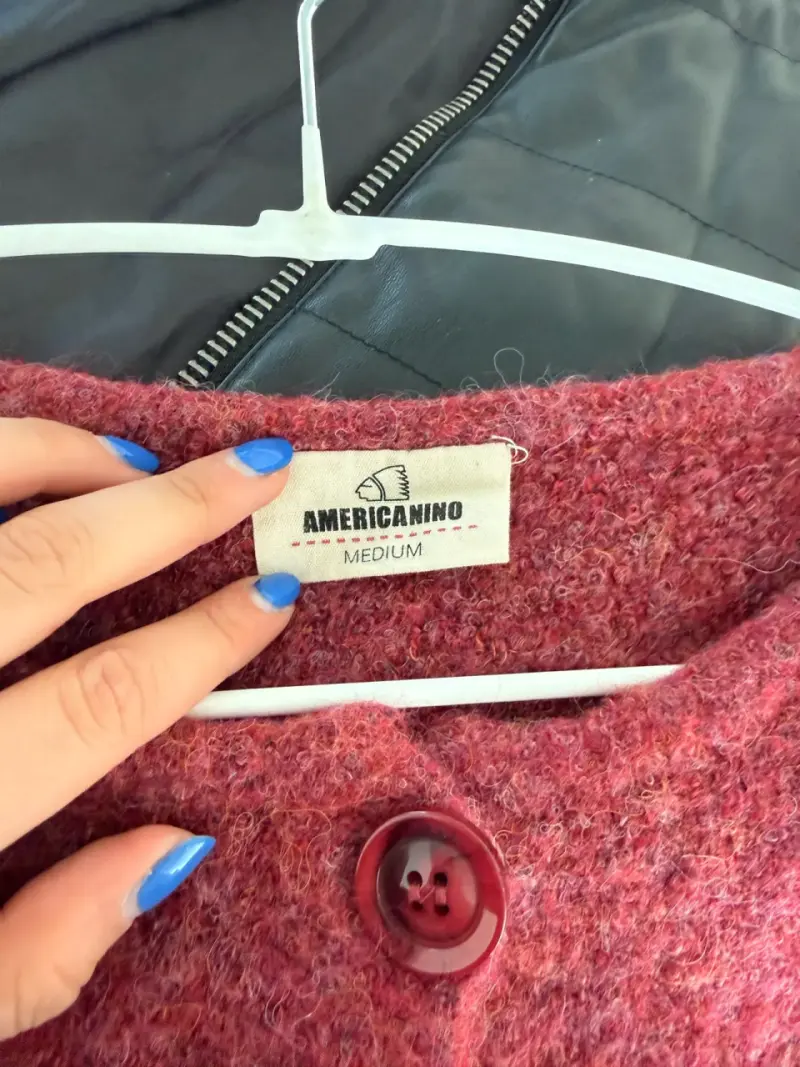Cardigan de lana rojo Americano talla M - 3