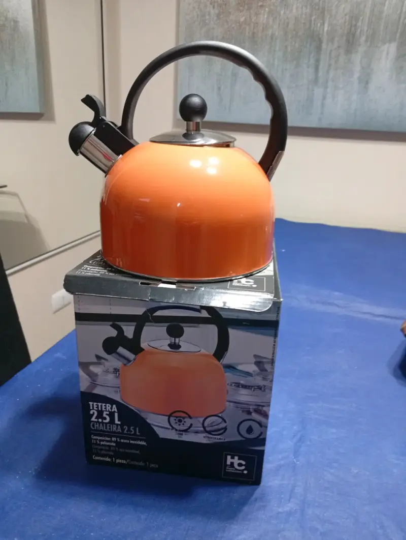 Tetera de acero inoxidable 2.5L naranja
