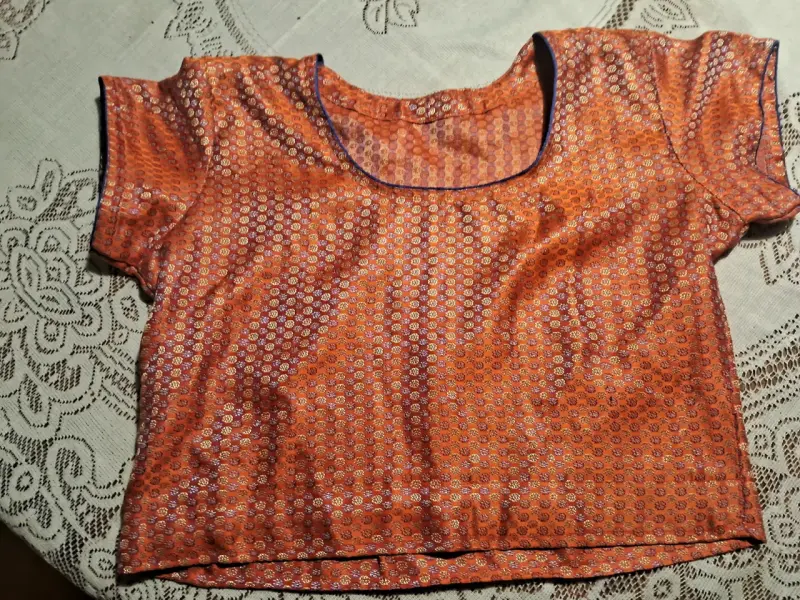 Blusa tradicional india naranja con estampado - 2
