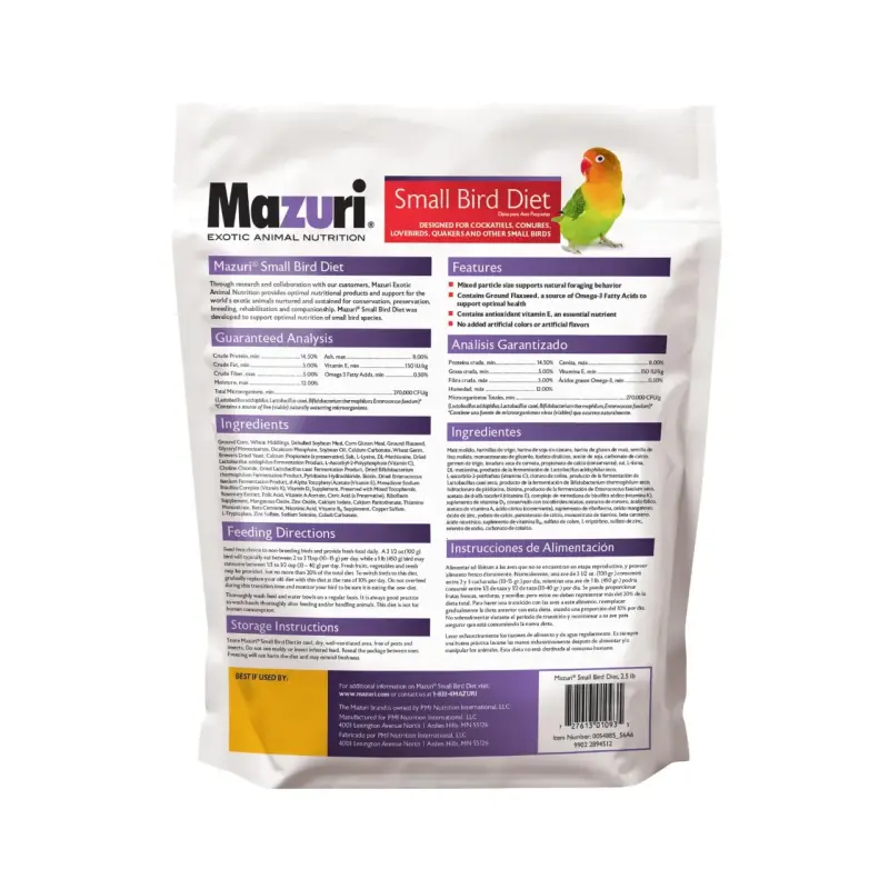 Alimento Mazuri para aves pequeñas 1.13kg - 2