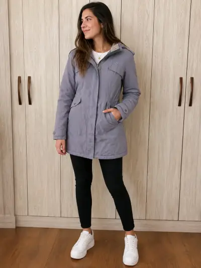 Parka Doite gris con capucha y forro térmico - miniatura 1