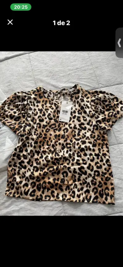 Blusa estampado leopardo manga corta - miniatura 1