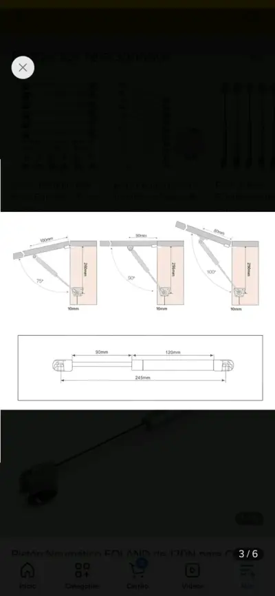 2 Pistón neumático para muebles de cocina - miniatura 3