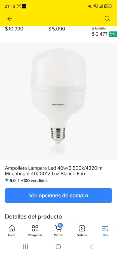 Ampolleta LED 40W Megabright Luz Fría - miniatura 1