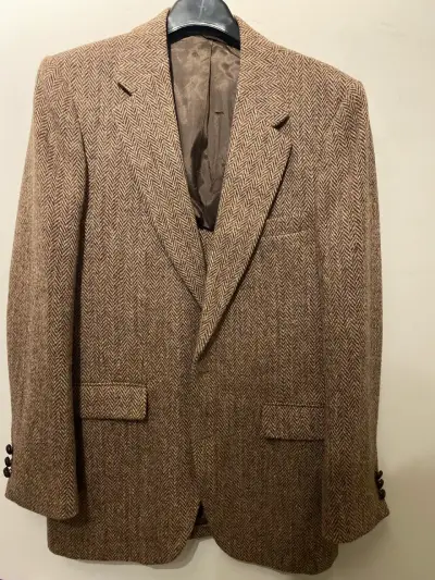 Blazer de lana Harris Tweed marrón clásico - miniatura 1