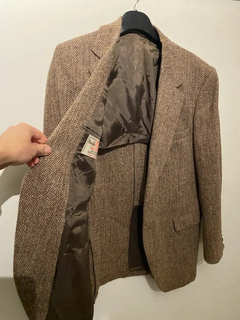 Blazer de lana Harris Tweed marrón clásico - 5