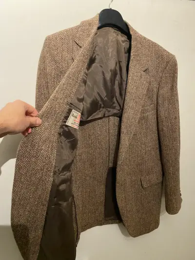 Blazer de lana Harris Tweed marrón clásico - miniatura 5