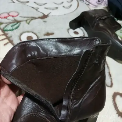 Botines de cuero marrón con tacón alto - miniatura 5
