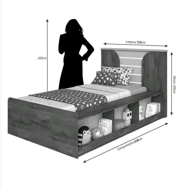Cama infantil con estantería integrada Yumi - 1