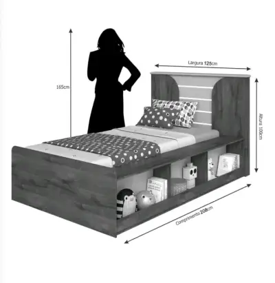 Cama infantil con estantería integrada Yumi - miniatura 1