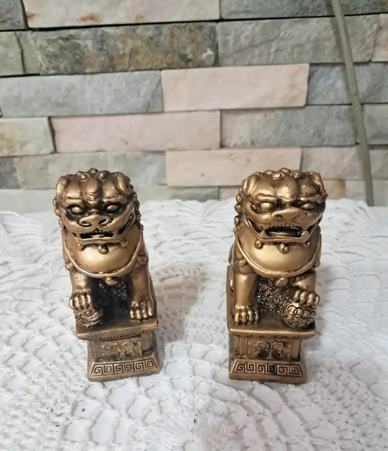 Estatuillas de leones chinos en bronce - 4