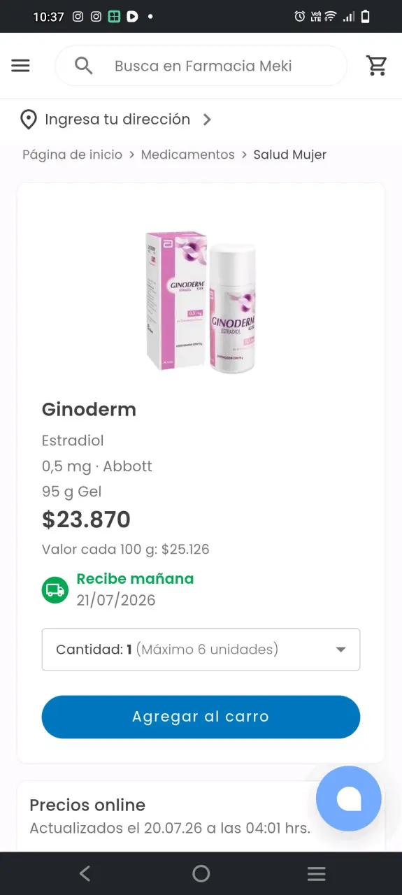Gel Ginoderm Estradiol 0,5 mg Abbott 95 g - 1