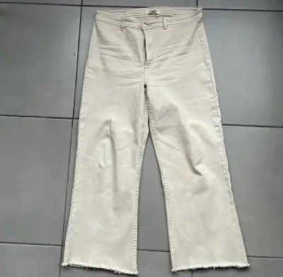 Jeans beige Wide Leg University para mujer - miniatura 1
