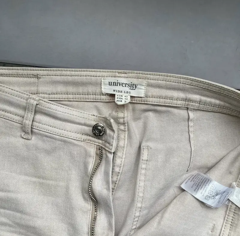 Jeans beige Wide Leg University para mujer - 2