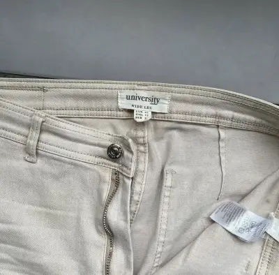 Jeans beige Wide Leg University para mujer - miniatura 2