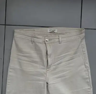 Jeans beige Wide Leg University para mujer - miniatura 3