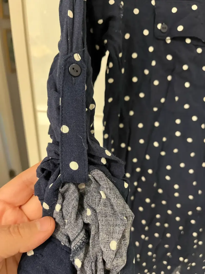 Vestido azul de lunares con bolsillos - 2