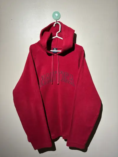 ♻️Polerón con capucha rojo Nautica para hombre - miniatura 1