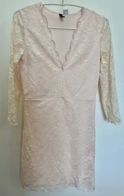 Vestido de encaje rosa H&M talla 36 - miniatura 1