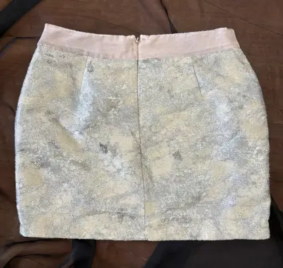 Falda corta plateada con cintura beige IÓ - miniatura 2