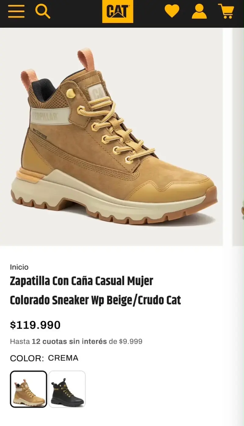 Botas Caterpillar Mujer Impermeables Beige - 2