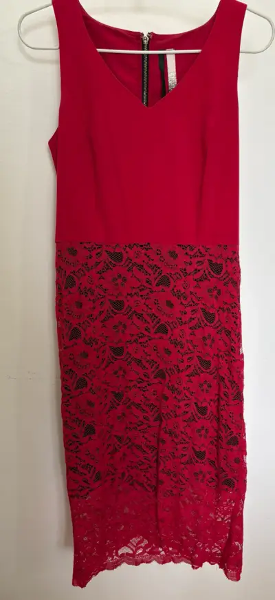 Vestido rojo con encaje Kensie talla XS - miniatura 1