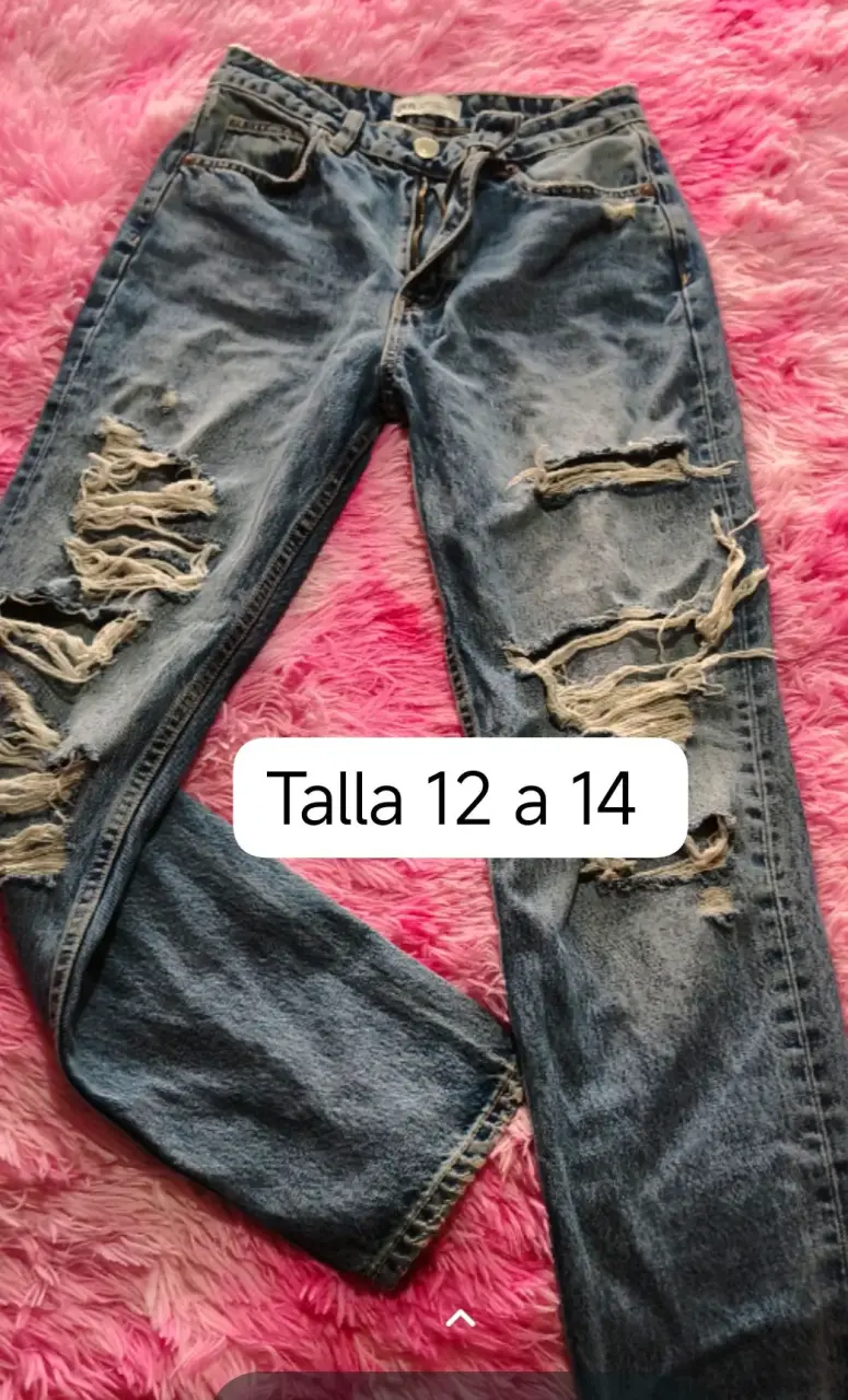 Jeans rasgados para mujer talla 12 a 14