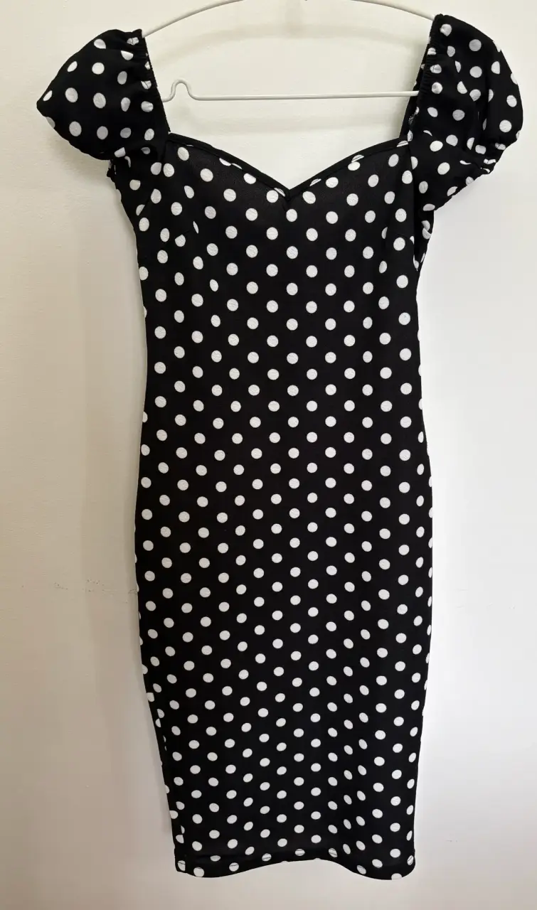 Vestido negro con lunares blancos Shein - 1