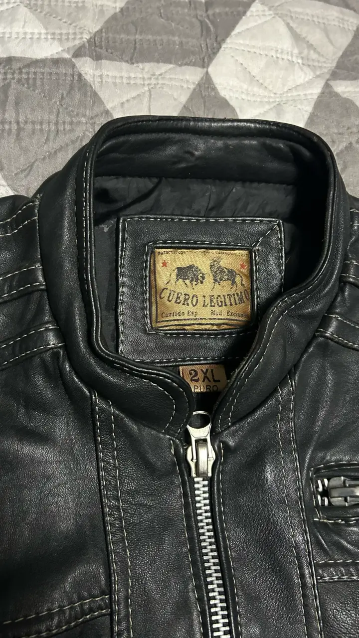 Chaqueta de cuero negra estilo motociclista - 5