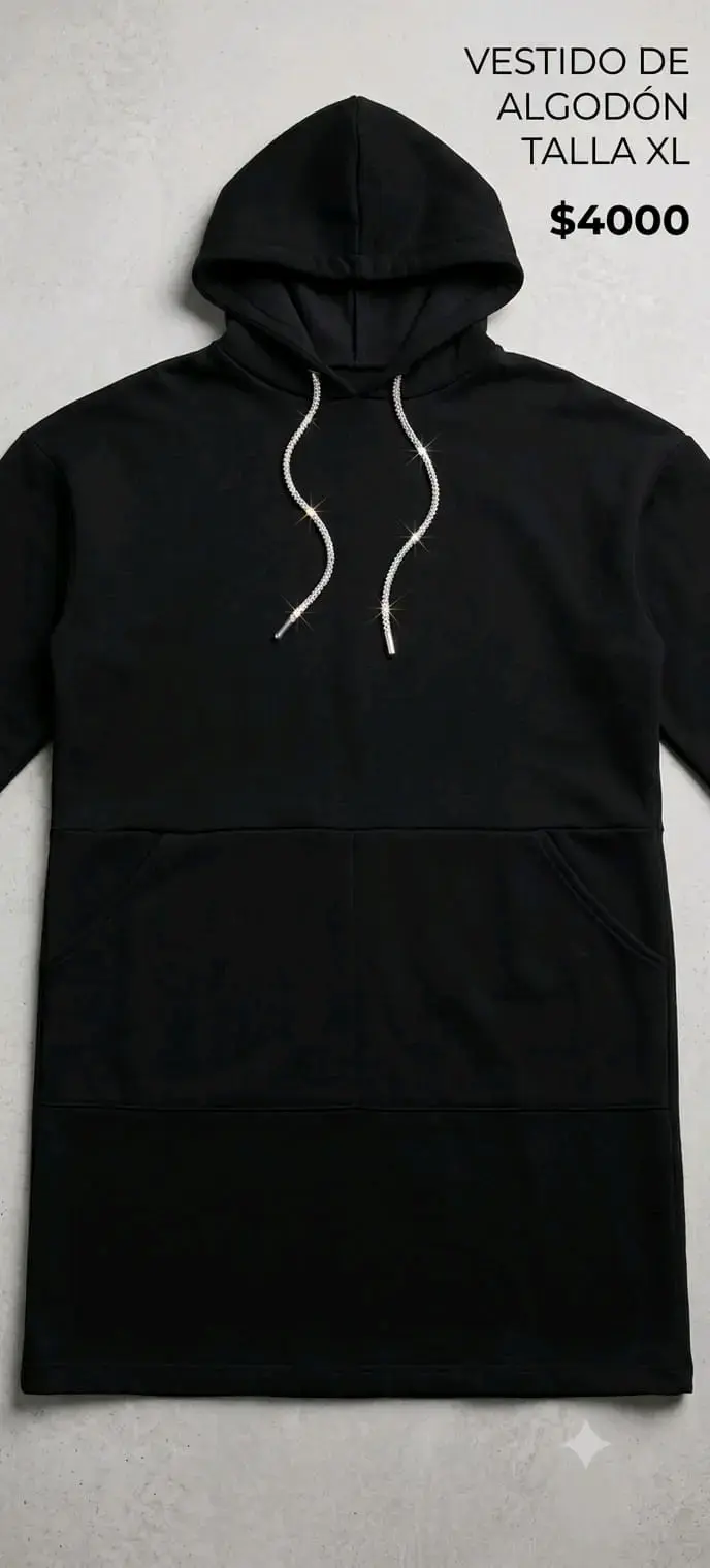 Vestido de algodón negro con capucha