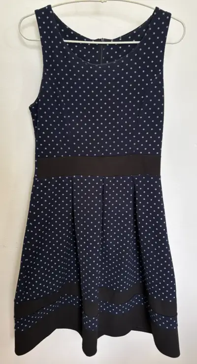 Vestido azul con lunares blancos talla S - miniatura 1