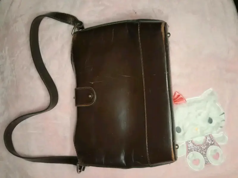 Bolso de cuero marrón vintage - 3