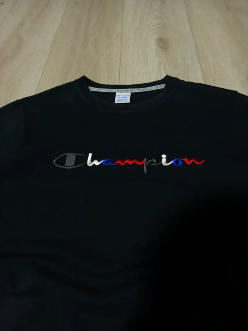 Polera Champion Negra Logo Bordado Talla XL - 4