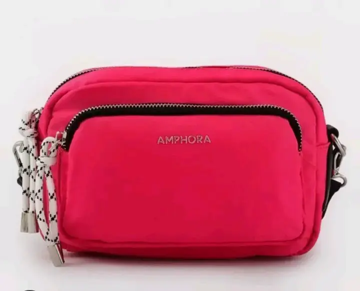 Cartera bandolera rosa Amphora con cierre