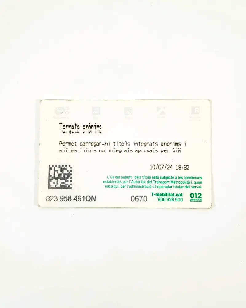 Tarjeta T-mobilitat, Barcelona. - 2