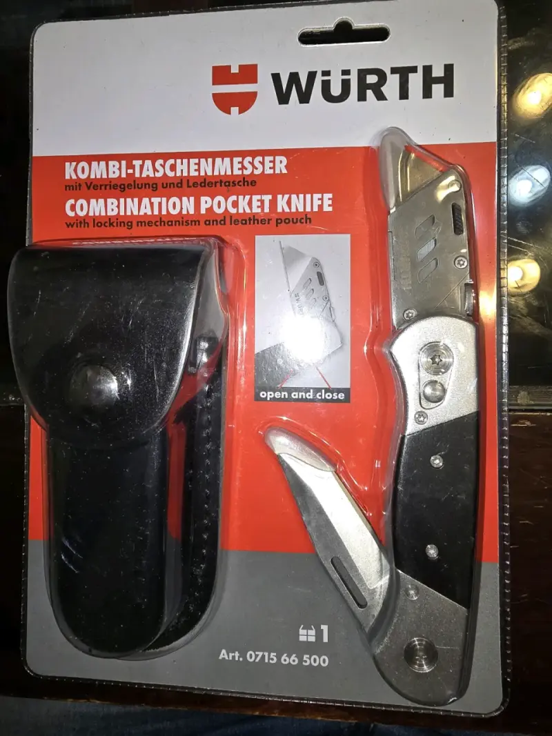 Navaja de Bolsillo Würth con Funda de Cuero - 1
